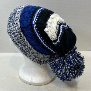 Sport-Tek Knit Pom Pom Beanie Blue White Black One Size